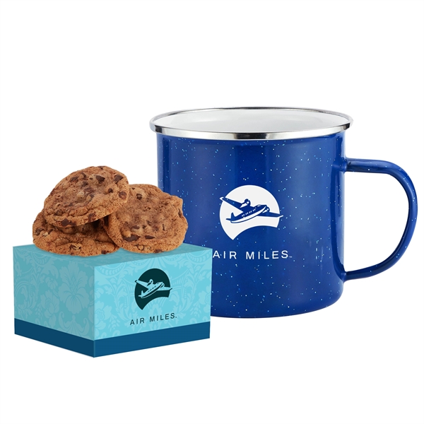 16 oz. Speckled Camping Mug Gift Set with Gourmet Chocolate Chunk... from ASI 71685 Midnite Snax® / Promo Revolution