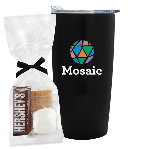 20 oz stainless steel straight tumbler with plastic liner and Smores... from ASI 71685 Midnite Snax® / Promo Revolution