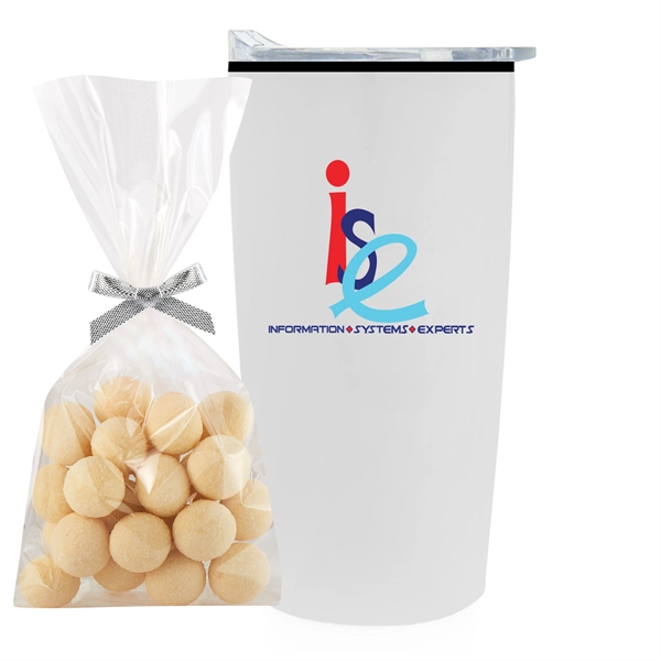 20 oz stainless steel straight tumbler with plastic liner and Sugar... from ASI 71685 Midnite Snax® / Promo Revolution