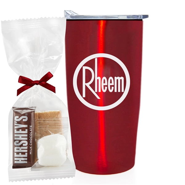 20 oz stainless steel straight tumbler with plastic liner and Smores... from ASI 71685 Midnite Snax® / Promo Revolution