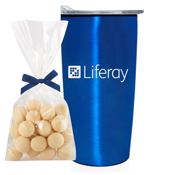 20 oz stainless steel straight tumbler with plastic liner and Sugar... from ASI 71685 Midnite Snax® / Promo Revolution