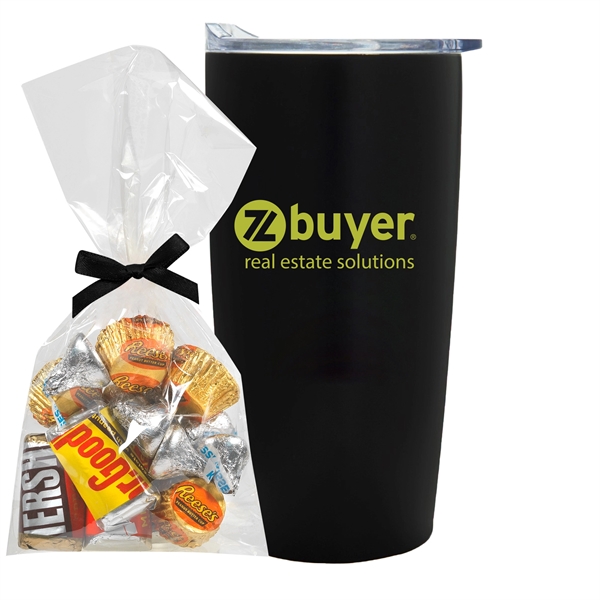 20 oz stainless steel straight tumbler with plastic liner and Hershey... from ASI 71685 Midnite Snax® / Promo Revolution
