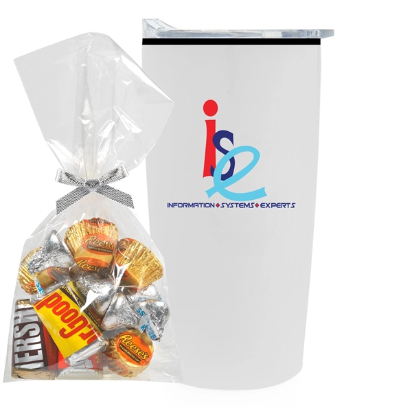 20 oz stainless steel straight tumbler with plastic liner and Hershey... from ASI 71685 Midnite Snax® / Promo Revolution