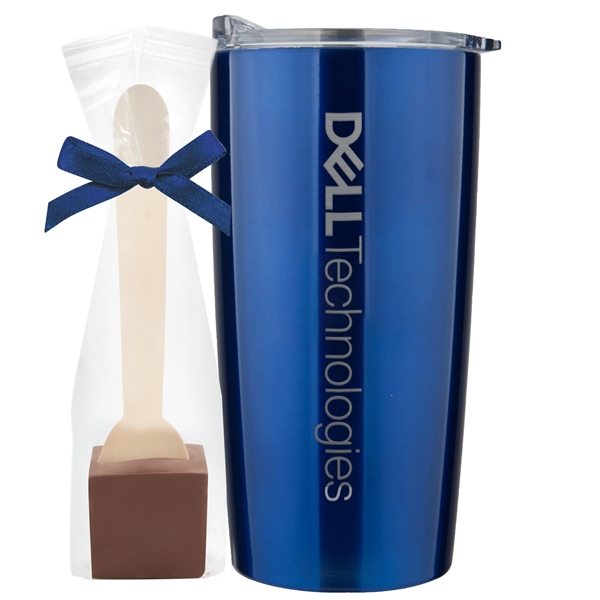 20 oz stainless steel straight tumbler with Milk Chocolate Hot Chocolate... from ASI 71685 Midnite Snax® / Promo Revolution