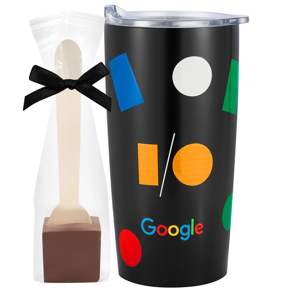 20 oz stainless steel straight tumbler with Milk Chocolate Hot Chocolate... from ASI 71685 Midnite Snax® / Promo Revolution