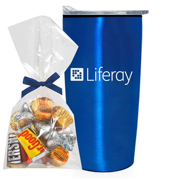 20 oz stainless steel straight tumbler with plastic liner and Hershey... from ASI 71685 Midnite Snax® / Promo Revolution