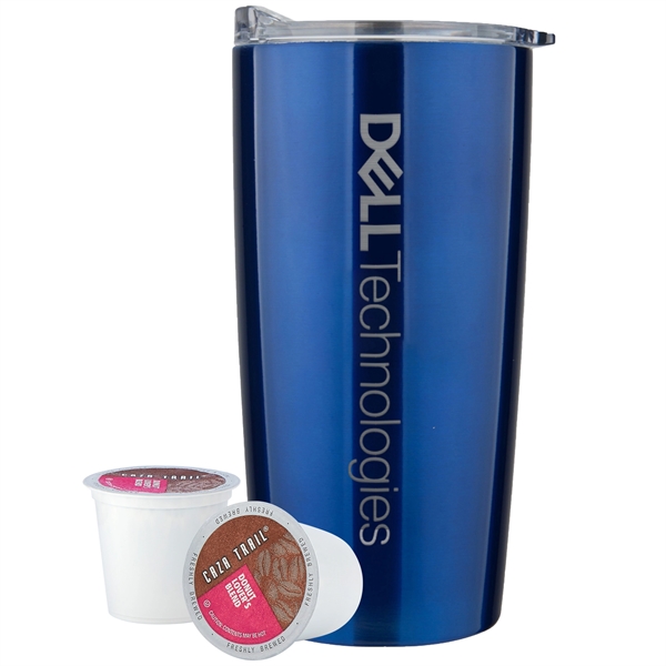 20 oz stainless steel straight tumbler with 2 Coffee Pods... from ASI 71685 Midnite Snax® / Promo Revolution