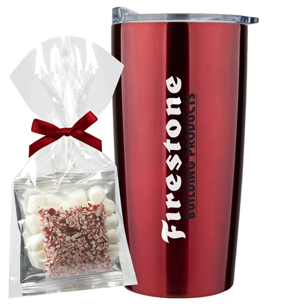 20 oz stainless steel straight tumbler with Hot Chocolate Mug Stuffer... from ASI 71685 Midnite Snax® / Promo Revolution