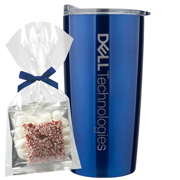 20 oz stainless steel straight tumbler with Hot Chocolate Mug Stuffer... from ASI 71685 Midnite Snax® / Promo Revolution