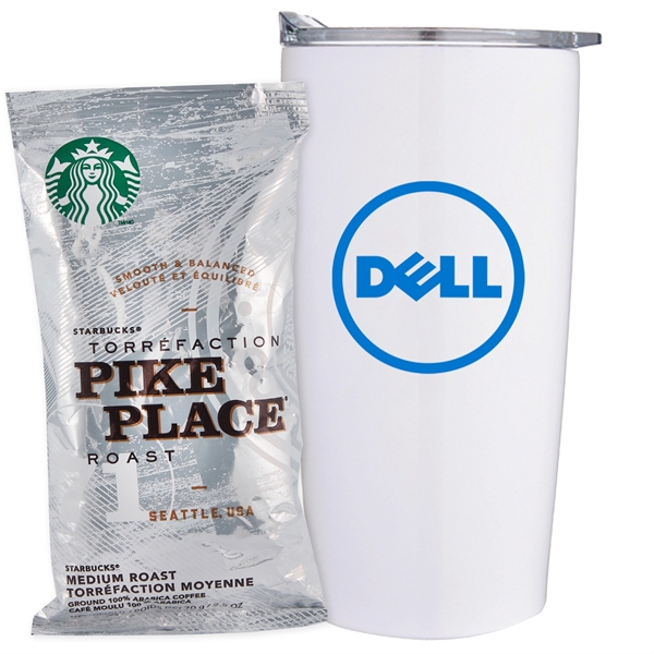 20 oz stainless steel straight tumbler with Starbucks Pike Place Ground... from ASI 71685 Midnite Snax® / Promo Revolution