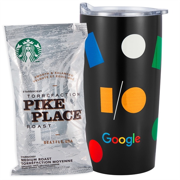 20 oz stainless steel straight tumbler with Starbucks Pike Place Ground... from ASI 71685 Midnite Snax® / Promo Revolution