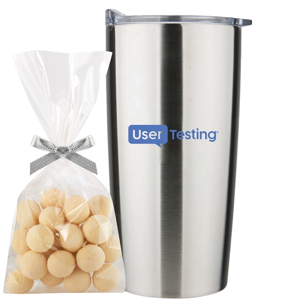 20 oz stainless steel straight tumbler with Sugar Cookie Bites... from ASI 71685 Midnite Snax® / Promo Revolution
