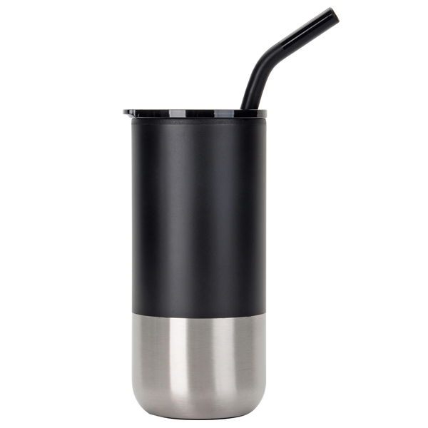 16 oz. Tumbler w/ Stainless Steel Straw & Plastic Liner... from ASI 71685 Midnite Snax® / Promo Revolution