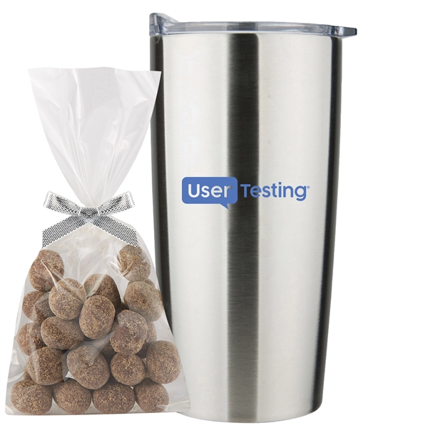 20 oz stainless steel straight tumbler with S'mores Bites... from ASI 71685 Midnite Snax® / Promo Revolution