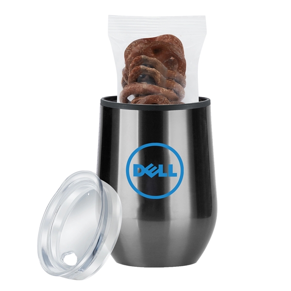 12 oz stainless steel dual wall stemless wine tumbler with plastic... from ASI 71685 Midnite Snax® / Promo Revolution
