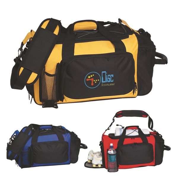 Deluxe sports duffel bag with double zippered top opening.... from ASI 61125 Hit Promotional Products / Hit®
