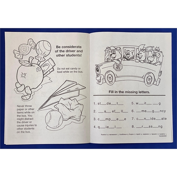 Practice School Bus Safety educational coloring and activity book.... from ASI 45815 Coloring Book Solutions / Coloring Book Solutions™