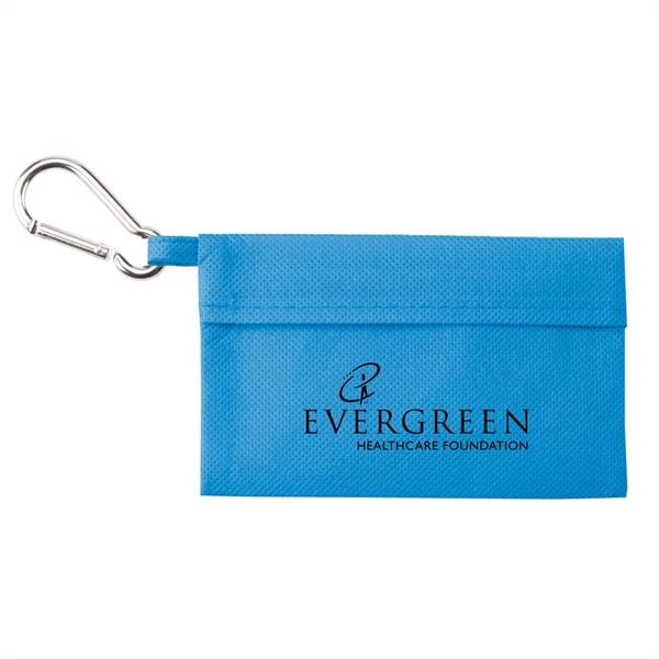 First aid kit with attached carabiner made of non-woven polypropylene containing... from ASI 52840 Evans Manufacturing