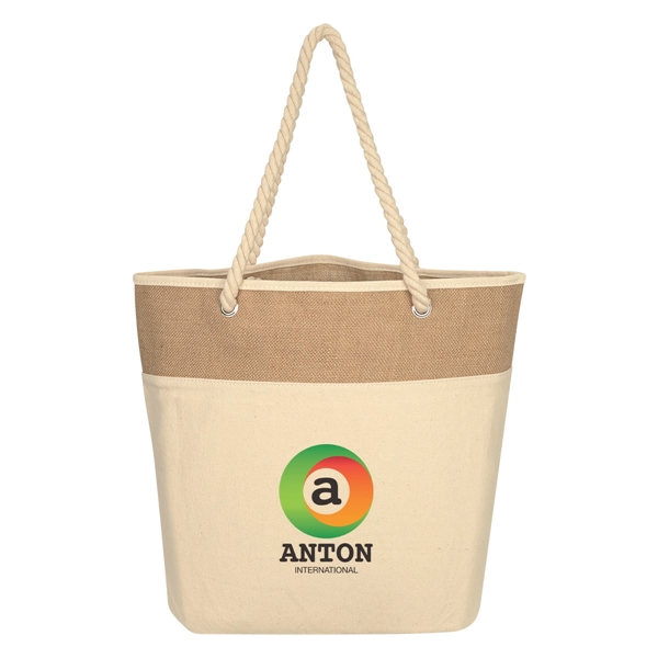 Burlap rope tote bag made of 12 oz. cotton canvas with... from ASI 61125 Hit Promotional Products / Hit®