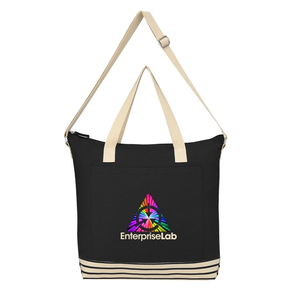 Cotton tote bag with a top zippered closure, front pocket, inside... from ASI 61125 Hit Promotional Products / Hit®