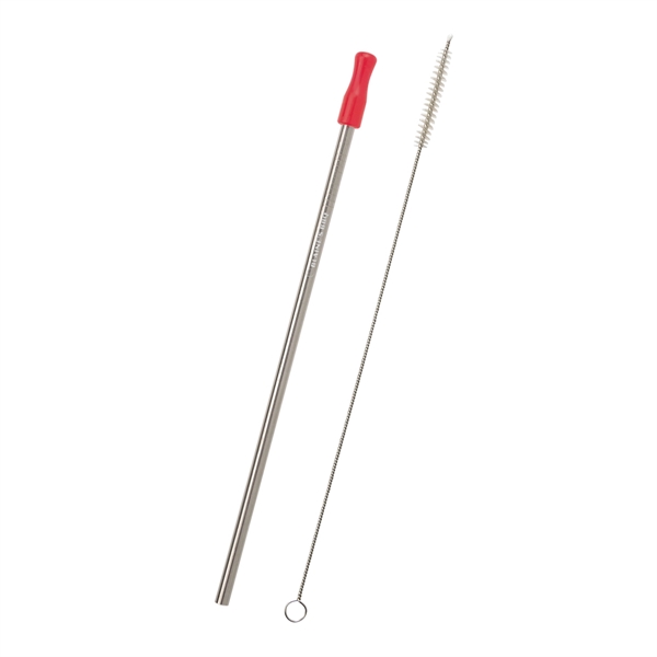 9" reusable stainless steel straw with a colored tip of your... from ASI 61125 Hit Promotional Products / Hit®