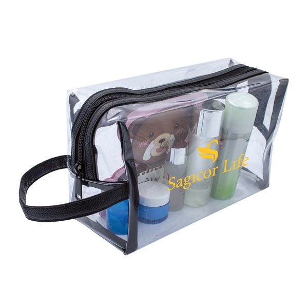 Clear Vinyl Toiletry Bag w/ Leatherette Accent... from ASI 39820 Opusline (Benmex)