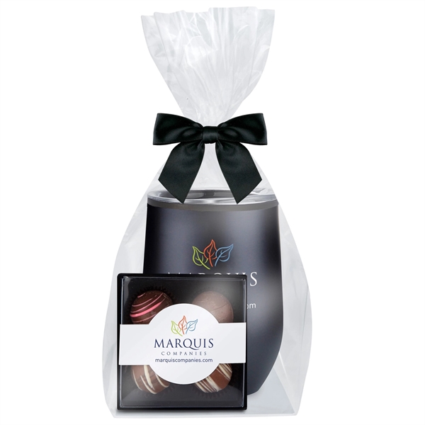 12 oz. Stemless Wine Tumbler Gift Set with 4 Piece Belgian... from ASI 71685 Midnite Snax® / Promo Revolution