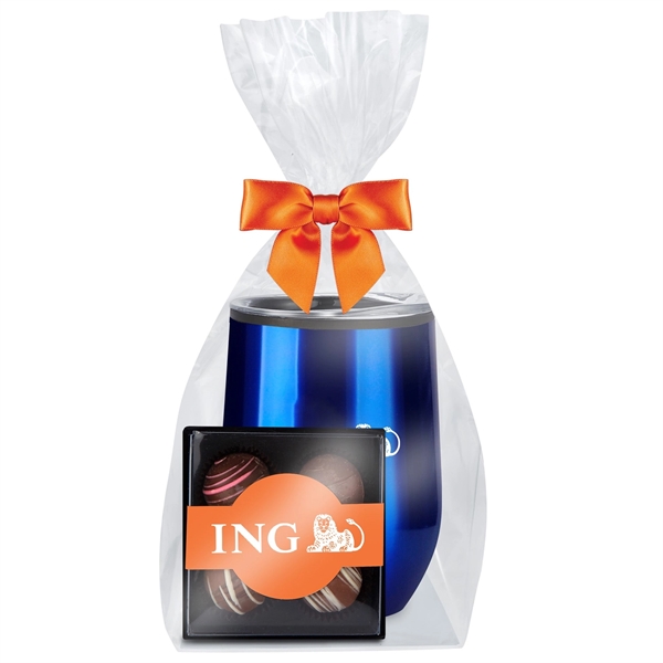 12 oz. Stemless Wine Tumbler Gift Set with 4 Piece Belgian... from ASI 71685 Midnite Snax® / Promo Revolution