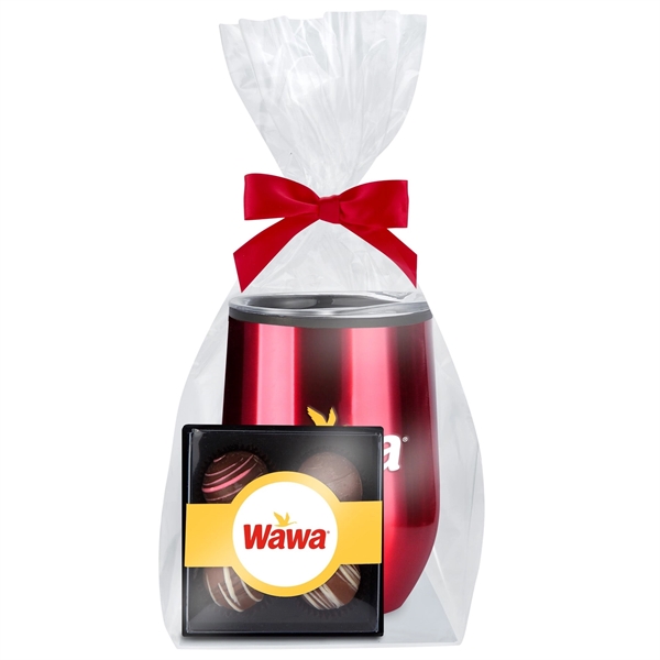 12 oz. Stemless Wine Tumbler Gift Set with 4 Piece Belgian... from ASI 71685 Midnite Snax® / Promo Revolution