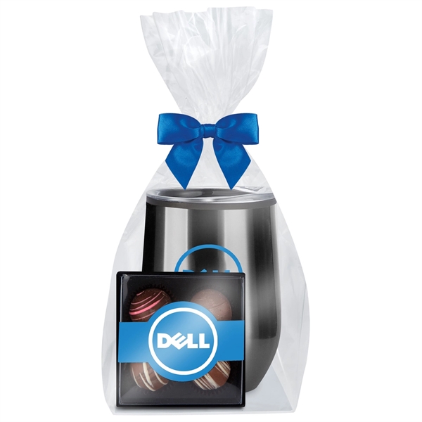 12 oz. Stemless Wine Tumbler Gift Set with 4 Piece Belgian... from ASI 71685 Midnite Snax® / Promo Revolution