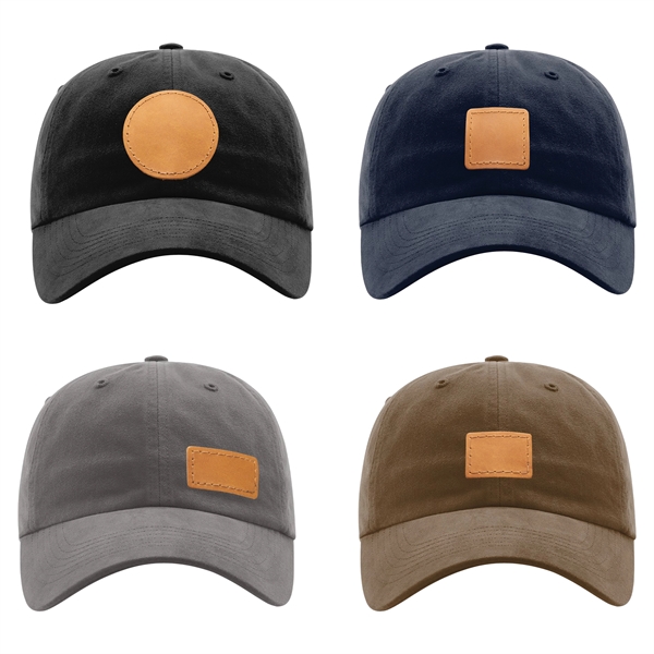 Chino Unstructured Hat with Leather Patch... from ASI 75126 Oowee Products