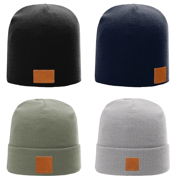 Richardson Brand Beanie with a Leather Patch... from ASI 75126 Oowee Products