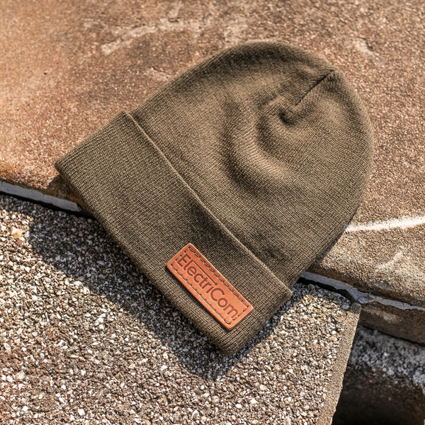 Richardson Brand Beanie with a Leather Patch... from ASI 75126 Oowee Products