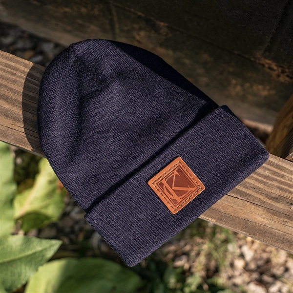 Richardson Brand Beanie with a Leather Patch... from ASI 75126 Oowee Products