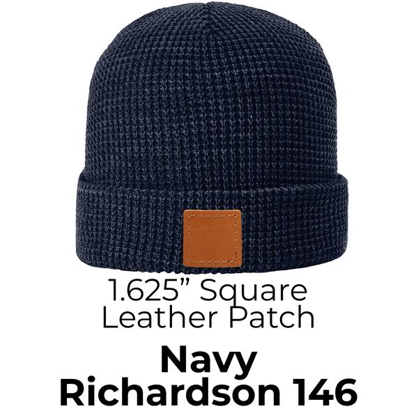 Genuine Leather Patch Beanie - Richardson 146 Waffle Beanie... from ASI 75126 Oowee Products