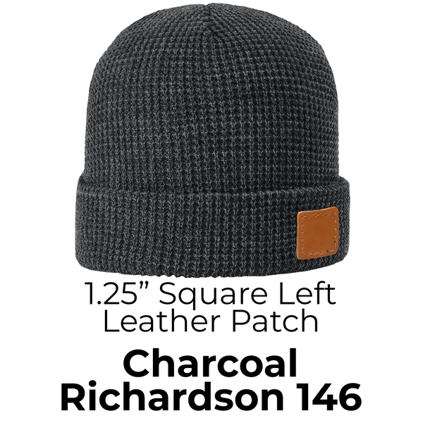 Genuine Leather Patch Beanie - Richardson 146 Waffle Beanie... from ASI 75126 Oowee Products