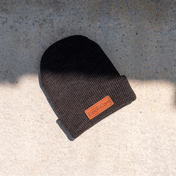 Genuine Leather Patch Beanie - Richardson 146 Waffle Beanie... from ASI 75126 Oowee Products