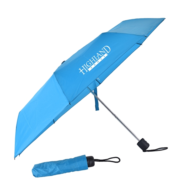 Mini folding umbrella with 42" arc, matching plastic handle, manual opening,... from ASI 76730 Peerless Umbrella Co Inc / Threads By Peerless