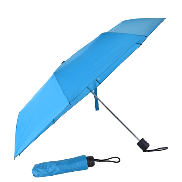 Mini folding umbrella with 42" arc, matching plastic handle, manual opening,... from ASI 76730 Peerless Umbrella Co Inc / Threads By Peerless