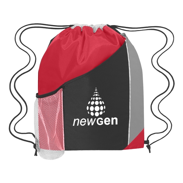 Tri-color drawstring sports pack with large front pocket and side mesh... from ASI 61125 Hit Promotional Products / Hit®