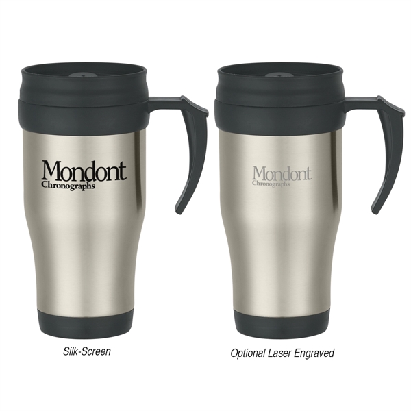 Stainless steel travel mug with slide action lid and plastic inner... from ASI 61125 Hit Promotional Products / Hit®