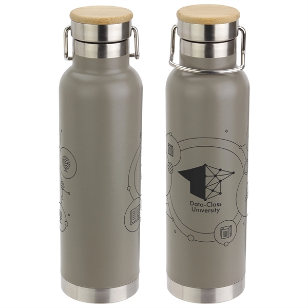 22 oz Vacuum Insulated Stainless Steel Bottle with Bamboo Cap... from ASI 36730 Ariel Premium Supply Inc