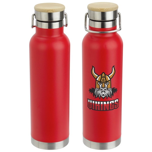 22 oz Vacuum Insulated Stainless Steel Bottle with Bamboo Cap... from ASI 36730 Ariel Premium Supply Inc