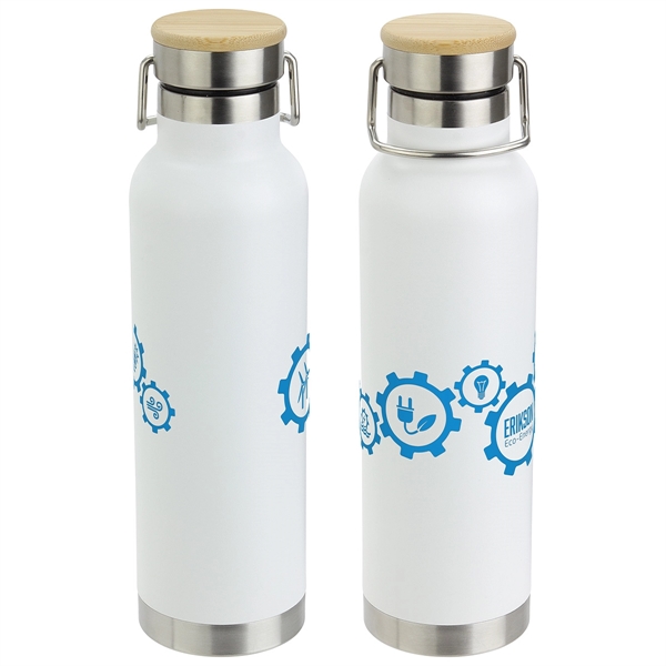 22 oz Vacuum Insulated Stainless Steel Bottle with Bamboo Cap... from ASI 36730 Ariel Premium Supply Inc