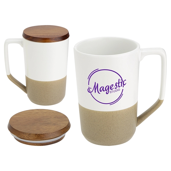 15 oz Ceramic Mug with Wood Lid... from ASI 36730 Ariel Premium Supply Inc