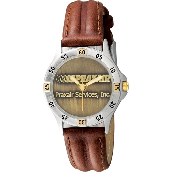 Medallion Lady's 2 Tone Watch w/ Leather Band.... from ASI 86230 Selco