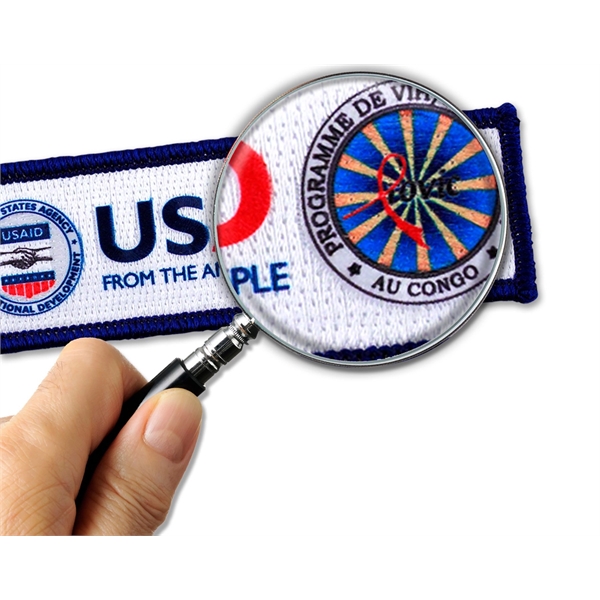 Embroidered Pin Pointe custom patches in assorted sizes with heat seal... from ASI 52263 EMT / EMT EMT EASY Emblem Marketing Team