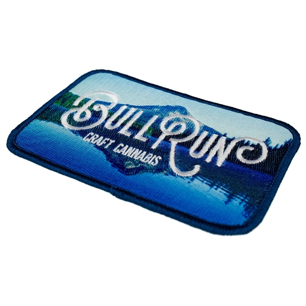 Embroidered Pin Pointe custom patches in assorted sizes with heat seal... from ASI 52263 EMT / EMT EMT EASY Emblem Marketing Team