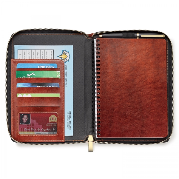 Open the gold plated color zipper of this RFID refillable Spector... from ASI 88660 Spector & Co.
