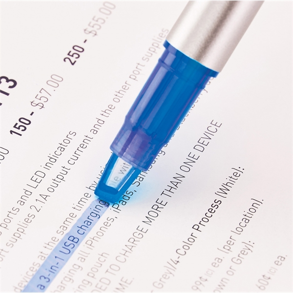 Plastic pen with a clear-tip highlighter and a soft capacitive stylus.... from ASI 88660 Spector & Co.